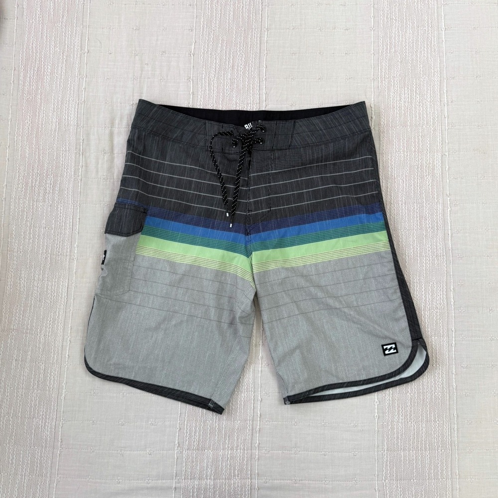 Billabong Board Shorts Mens 30 Gray Recycler 73 Pro Striped Swim Trunks